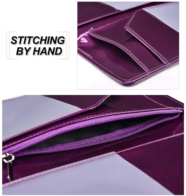 Alt view image 6 of 7 - Server Books for Waitress - Glitter Leather Waiter Book Server Wallet with Zipper Pocket, Cute Waitress Book&Waitstaff Organizer with Money Pocket Fit Server Apron (Glitter Purple)