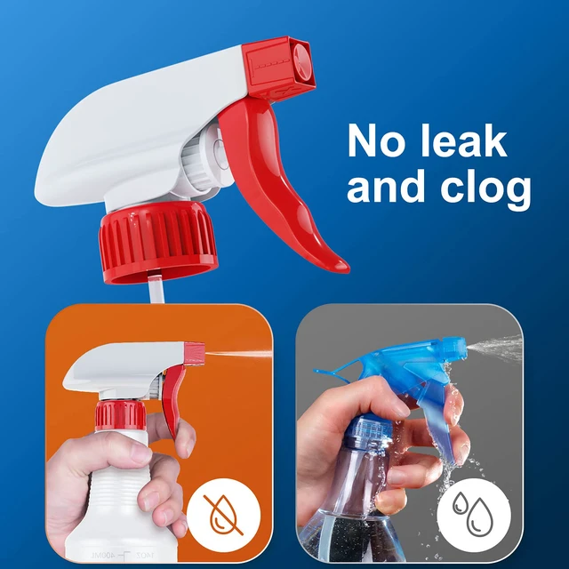 Alt view image 4 of 7 - Spray Bottle (2 Pack&2 extra Nozzle,16 Oz) with Measurements and Adjustable Nozzle, HDPE Plastic Spray Bottles for Cleaning Solution, Household/Commercial/Industrial Use, No Leak and Clog