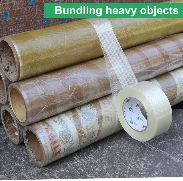Alt view image 6 of 7 - Filament Strapping Tape, 5.3 Mil 2 Inch x 60 Yards, Heavy Duty Reinforced Fiberglass Packing Tape, 2 Pack