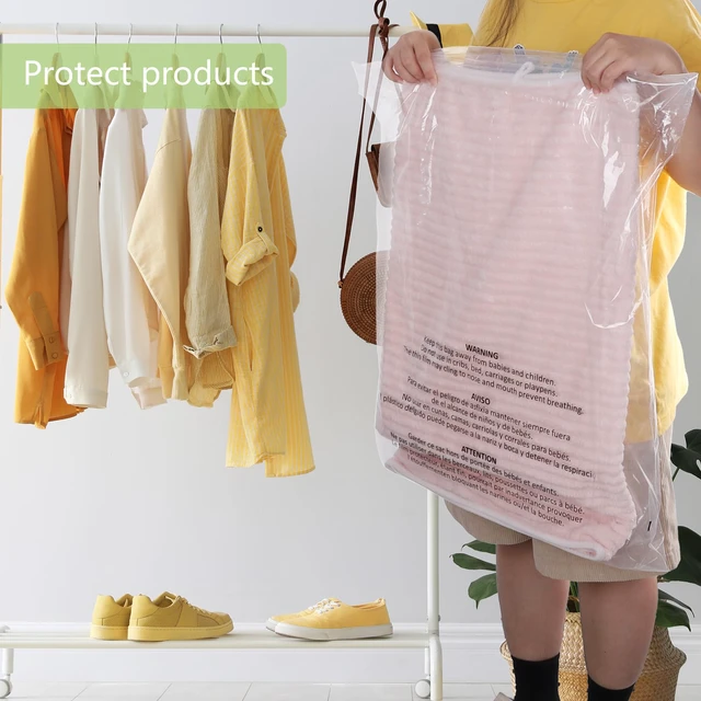 Alt view image 5 of 6 - 100 Count 24x30 Inch Self Seal Clear Poly Bags with Suffocation Warning for Packaging, Shipping & FBA with Permanent Adhesive (1.5mil)