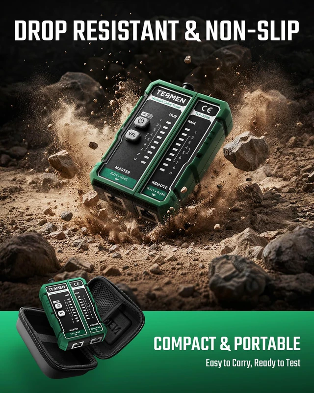 Alt view image 5 of 7 - TLP-528B Network Cable Tester and VFL Fiber Optic Meter with Universal 2.5mm Connector, RJ45 LAN & TEL Wire Tester for CAT5/CAT6 Cable Continuity Testing, Home Repairs & Ethernet Maintenance