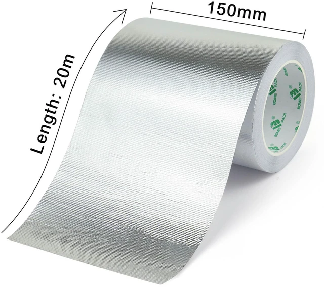 Alt view image 2 of 7 - Adhesive Aluminum Foil Heat Shield Tape 1 Pack 6inch x 66ft,Barrier Fiberglass Thermal Insulation Reflective Material High Temp Protectionn