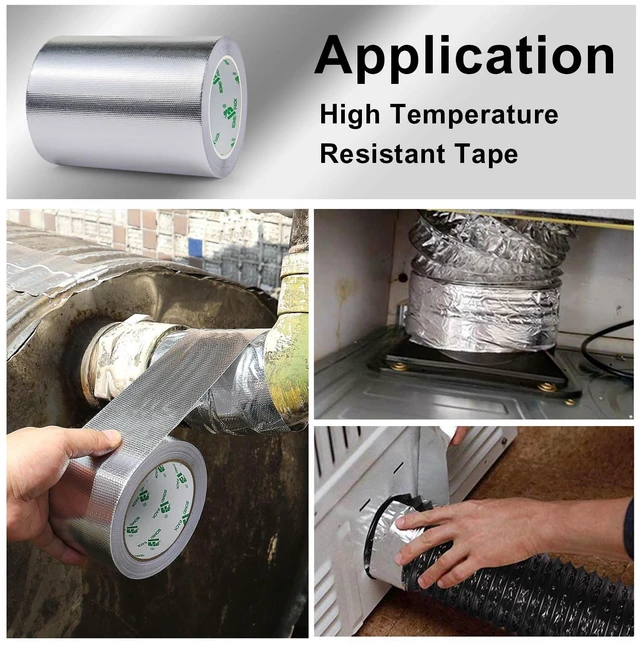 Alt view image 4 of 7 - Adhesive Aluminum Foil Heat Shield Tape 1 Pack 6inch x 66ft,Barrier Fiberglass Thermal Insulation Reflective Material High Temp Protectionn