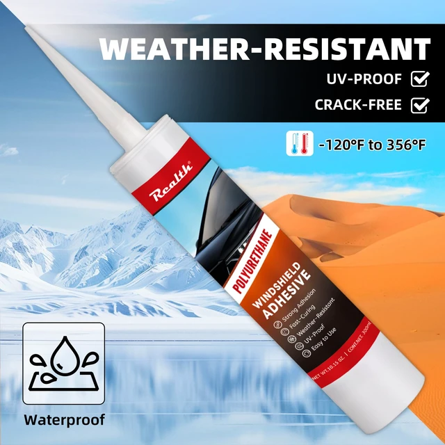Alt view image 4 of 6 - Polyurethane Sealant Windshield Adhesive 300ML 2 Pack Weather Resistant High Strength, Fast Curing Automotive Glass, Car Windscreen, RV Window - Professional Strength Crack Repair Glue