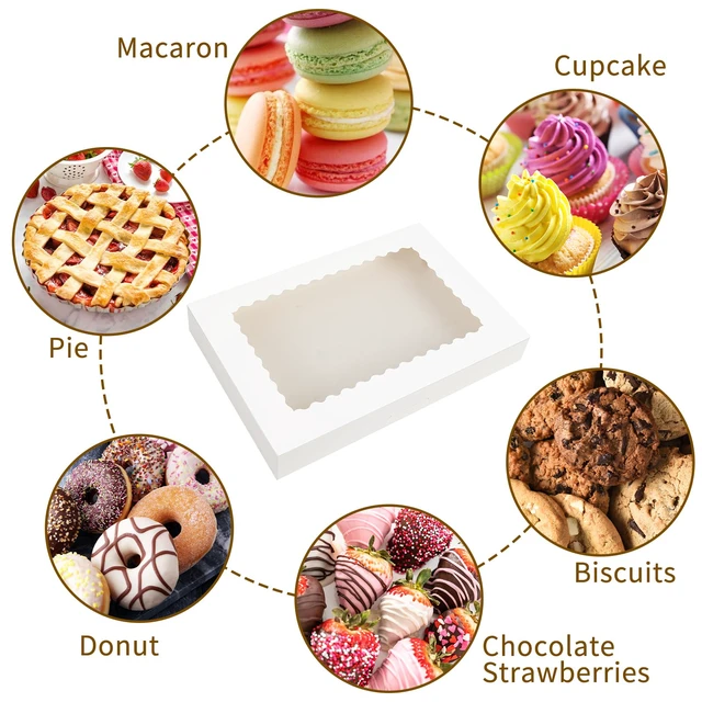 Alt view image 3 of 7 - 40pcs Large Bakery Boxes 16x11x2.5 Inches Cookie Boxes with Window Auto-Popup Large Bakery Boxes with Window for Cookie, Donuts, Treats, Pastries, Pies, Muffins, Chocolate Covered Strawberries