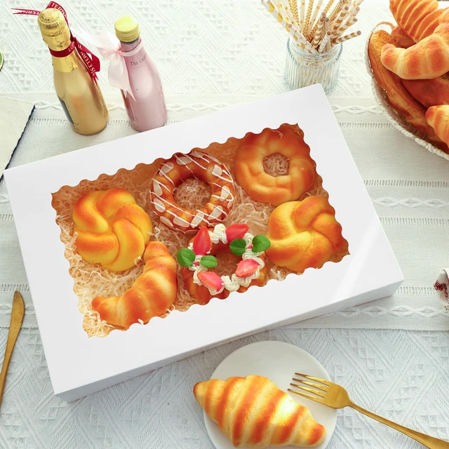 Alt view image 7 of 7 - 40pcs Large Bakery Boxes 16x11x2.5 Inches Cookie Boxes with Window Auto-Popup Large Bakery Boxes with Window for Cookie, Donuts, Treats, Pastries, Pies, Muffins, Chocolate Covered Strawberries