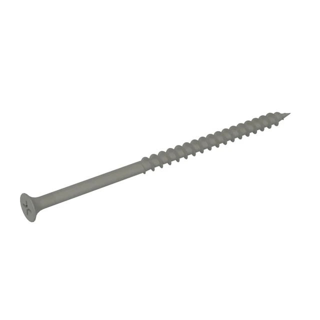 Alt view image 6 of 7 - Exterior Screws - Safe for Use in Treated Lumber - #2 Phillips Bugle Head - Coarse Thread Deck Screws - PrimeGuard Coating - 5lb Box - #9 x 4 - Gray - PTN4S5