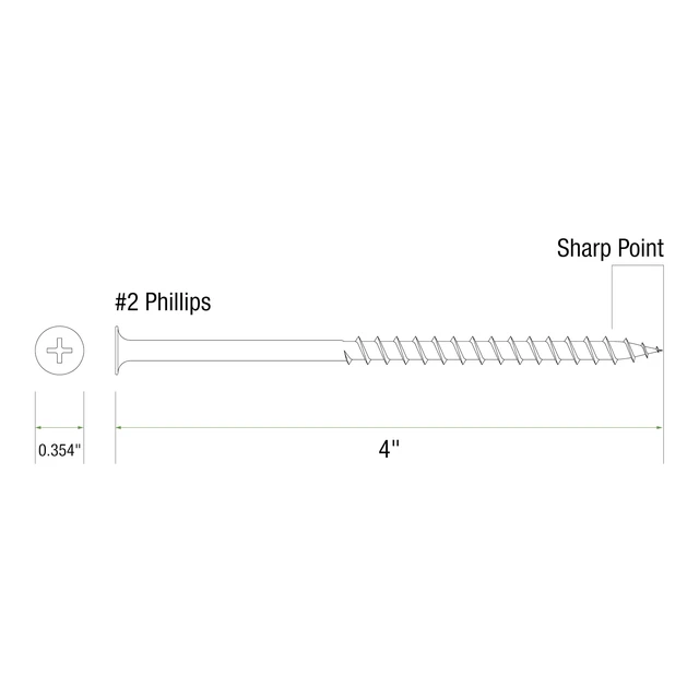 Alt view image 5 of 7 - Exterior Screws - Safe for Use in Treated Lumber - #2 Phillips Bugle Head - Coarse Thread Deck Screws - PrimeGuard Coating - 5lb Box - #9 x 4 - Gray - PTN4S5