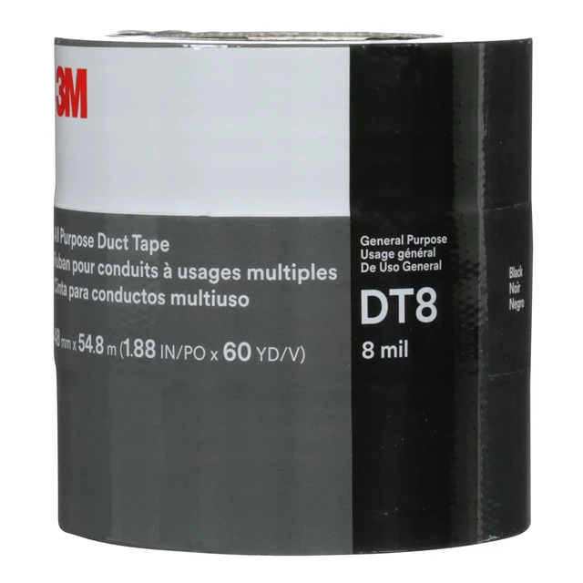 Alt view image 3 of 7 - Duct Tape DT8, 3 Pack, Industrial Strength, Black Color, 1.88 in x 60 yd Multi-Use, Tear by Hand, Professional Grade Adhesive, Perfect for HVAC, Bundling, Moisture Proofing, and Reinforcing