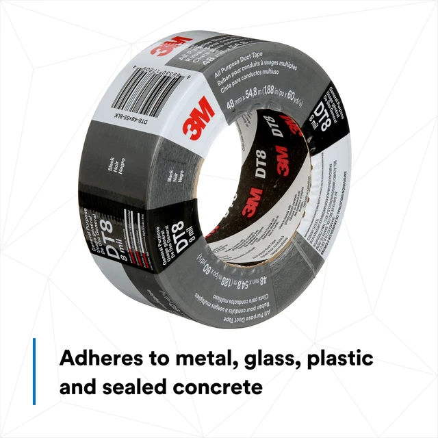 Alt view image 5 of 7 - Duct Tape DT8, 3 Pack, Industrial Strength, Black Color, 1.88 in x 60 yd Multi-Use, Tear by Hand, Professional Grade Adhesive, Perfect for HVAC, Bundling, Moisture Proofing, and Reinforcing