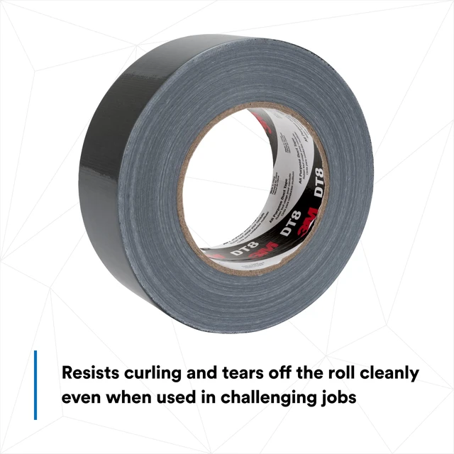 Alt view image 6 of 7 - Duct Tape DT8, 3 Pack, Industrial Strength, Black Color, 1.88 in x 60 yd Multi-Use, Tear by Hand, Professional Grade Adhesive, Perfect for HVAC, Bundling, Moisture Proofing, and Reinforcing