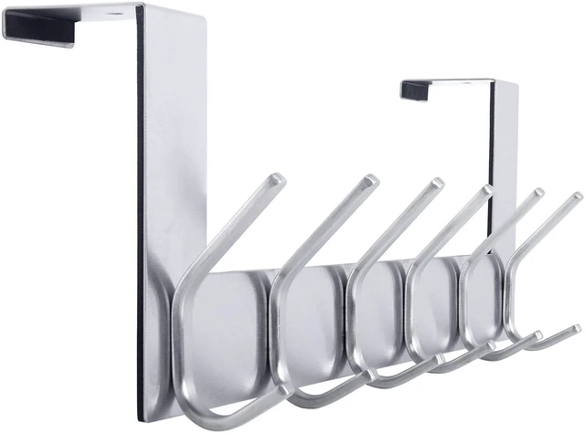 Main image of Over The Door Hook Door Hanger:Over The Door Towel Rack with 6 Hooks for Hanging Coats,Door Coat Hanger Towel Hanger Over Door Coat Rack for Towels,Clothes,Back of Bathroom,Silver
