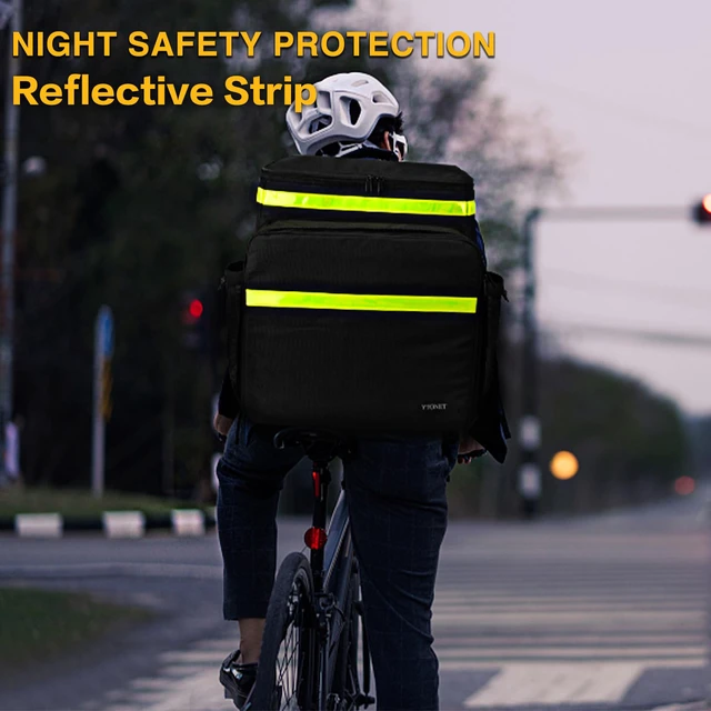 Alt view image 6 of 6 - XX-Large Food Delivery Backpack, Delivery Bag with Reflective Strip 7 Cup Holders, Delivery Backpack Insulated Pizza Bags Fits Bike, Uber-Eats, Grubhub, Doordash, Comfortable Carrying Design