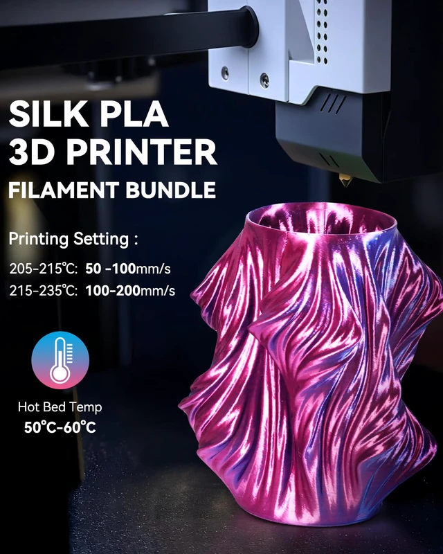 Alt view image 7 of 7 - Silk PLA+ Filament Bundle 1.75mm, Neatly Wound, 3D Printer Filament 250g per Spool, 8 Rolls, Individually Vacuum Packed, Quadruple Color Silk Filament*4, Single Color Silk Filament*4