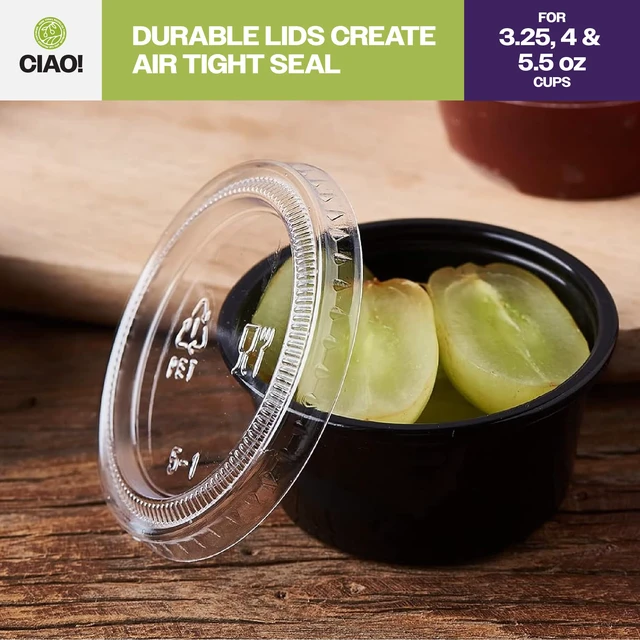 Alt view image 6 of 7 - Portion Cup Lids, Ultra Clear PET for 3.25, 4 and 5.5 oz Portion Cups, 74mm Diameter, Designed and Fit For Brand - 3.25, 4 and 5.5 oz Portion Cups Only (Case of 2,500)