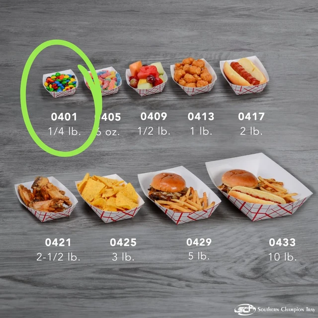 Alt view image 6 of 7 - 0401 #25 Southland Paperboard Red Check Food Tray, 1/4 lb Capacity (Case of 1000)
