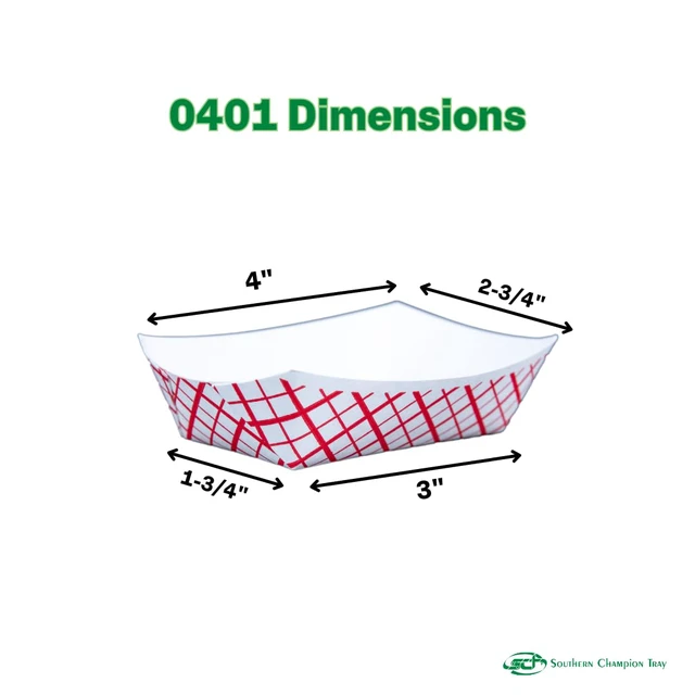 Alt view image 7 of 7 - 0401 #25 Southland Paperboard Red Check Food Tray, 1/4 lb Capacity (Case of 1000)