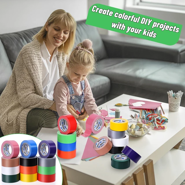 Alt view image 6 of 7 - Rainbow Colored Duct Tape Bulk 2 Inch x 360 Yards, 12 Rolls Bright Assorted Colors, Waterproof, Heavy Duty, For Arts Home Office School DIY Craft, Flexible, No Residue