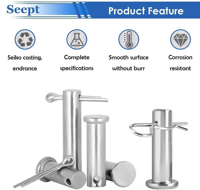 Alt view image 5 of 6 - 132Pcs Clevis Pin Assortment Kit - 304 Stainless Steel Cotter Pins & Carbon Steel Clevis Pins for Trailer Latch - Single Hole Clevis Pins for Versatile Use