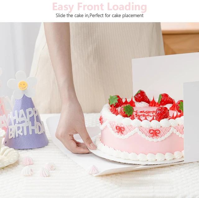 Alt view image 3 of 7 - 5 Pack Cake Boxes, 10x10x8 Inches Tall Cake Box with Cake Boards White Cake Transport Containers with Lids, Disposable Thick Cardboard, Sturdy, Easy to Assemble, for Cake Donuts Pies Cookies