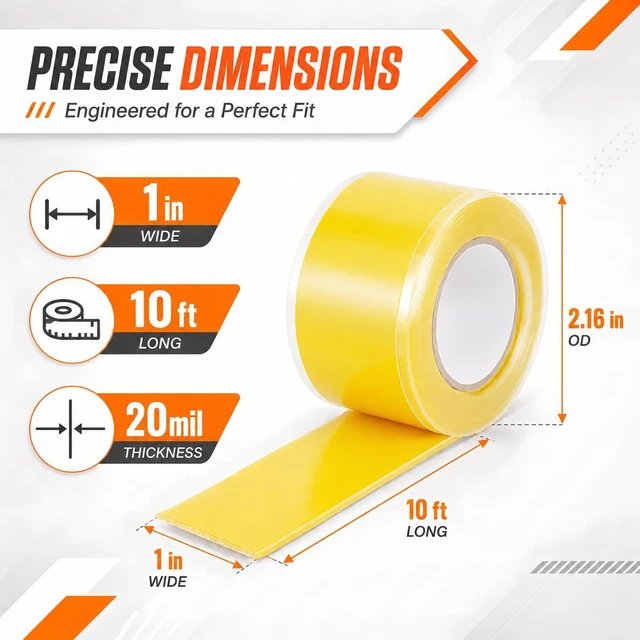 Alt view image 2 of 7 - Self Fusing Silicone Tape 4 Rolls Emergency Plumbing Repair 1 In x 10 Ft Self-Amalgamating Tape, Adhesive-Free, Emergency Repair of Leaking Hose, Insulating Cable Applications, Vibrant Yellow Design
