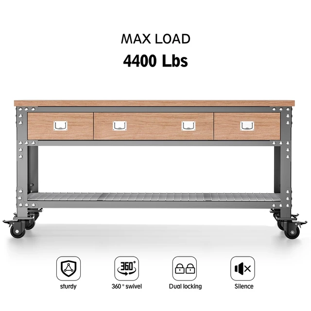 Alt view image 3 of 6 - 3 Inch Heavy Duty Casters Set of 4, Load 4400lbs, Locking Swivel Plate Industrial Casters with Double Ball Bearings, Low Gravity Center Castor Wheels for Furniture, Workbench, Equipment