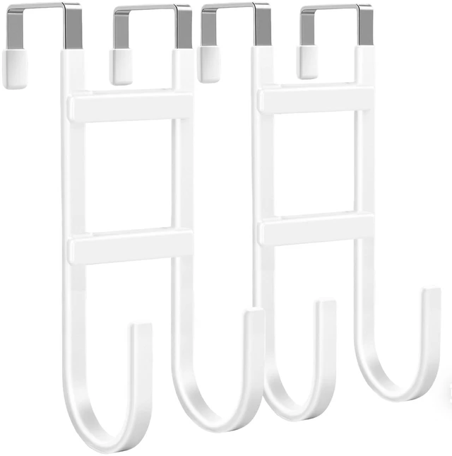 Main image of Over-the-Door Hooks, 2 Pack Heavy Duty Door Hanger with Anti-Scratch Rubber for Hanging Coat Towel Bag, Fits 1-3/8" Interior Doors, Suitable for Bathroom LivingRoom Bedroom and Kitchen, White