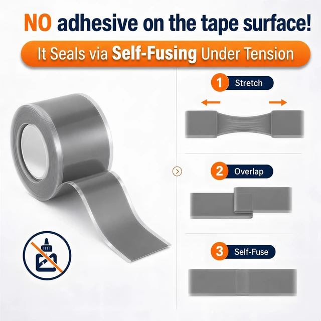 Alt view image 3 of 7 - Self Fusing Silicone Tape Waterproof Rescue Tape 4 Rolls 1 Inch x 10 Feet Emergency Repair Tape, Heat Resistant, Electrical Insulation, No Residue, Pipe Leakage, Handlebars & Cable Wrapping