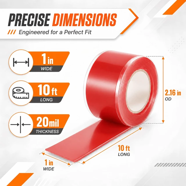 Alt view image 2 of 7 - Red Electrical Tape 1 in x 10 ft Self-Fusing Silicone Rubber 4 Roll Flexible Silicone Rubber, Plumbers Tape for Pipe Leaks, Waterproof & Insulating, Outdoor Coax and Electrical Cables
