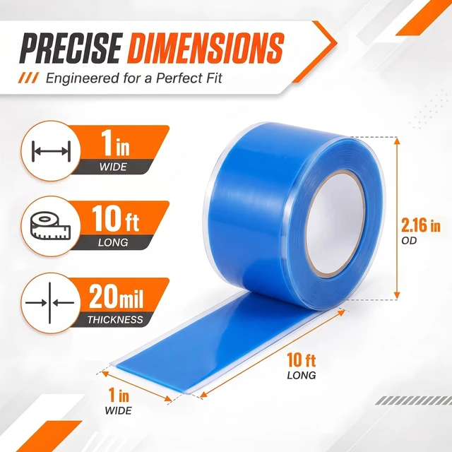 Alt view image 2 of 7 - Self Amalgamating Tape Self Fusing Silicone Rubber 1 In x 10 Ft 4 Rolls Blue Silicone Tape, Waterproof, Heat Resistant,Non-Tacky, Emergency Repair of Leaking Hose Pipe and Electrical Sealing