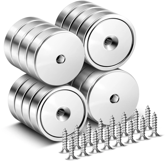 Main image of Neodymium Magnets, 110LBS Strong Cup Magnet with Stainless Screws, Heavy Duty Magnets with Holes for DIY Projects, Science, Hold Tools Lifting, Workplace, Fridge(1.26 * 0.27 inch) - 16 Pack
