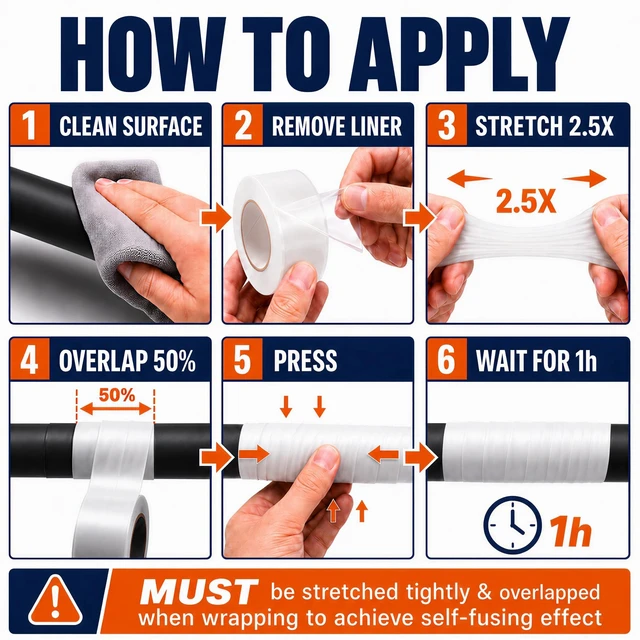 Alt view image 4 of 7 - White Self Fusing Silicone Tape 4 Rolls Plumbers Tape 1 in x 10 Ft Flex Seal Tape for Leak, Garden Pipe Repair Kit, Self Adhesive Tape for Outdoor, Insulating Electrical Tape, Heat Resistant