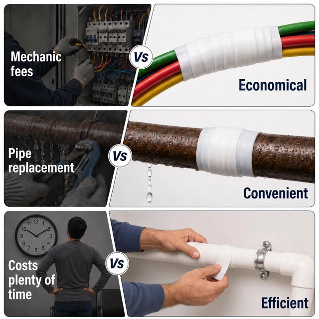 Alt view image 7 of 7 - White Self Fusing Silicone Tape 4 Rolls Plumbers Tape 1 in x 10 Ft Flex Seal Tape for Leak, Garden Pipe Repair Kit, Self Adhesive Tape for Outdoor, Insulating Electrical Tape, Heat Resistant