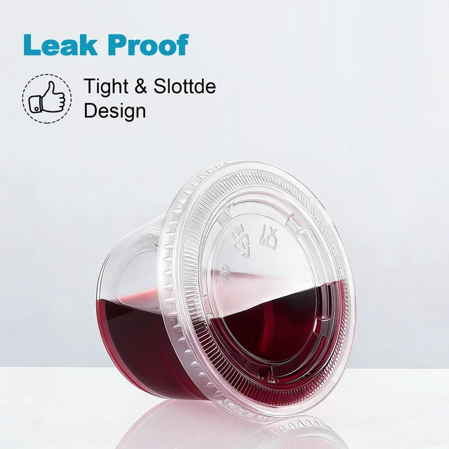 Alt view image 3 of 7 - 360 Set 5.5 oz Jello Shot Cups with Lids, Plastic Condiment Cups Food Safe Disposable Soufflé Storage Portion Containers for Salad, Dressing, Sauce, Dipping, Snacks
