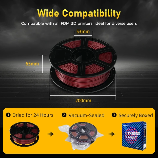 Alt view image 6 of 6 - Rapid PETG Filament 1.75mm Metallic Red, Max 600mm/s High Speed Printing, 3D Printer Filament 1kg Spool, Dimensional Accuracy +/- 0.02mm, Fits Most 3D Printers
