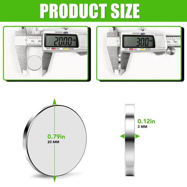 Alt view image 2 of 7 - 20 Pack Strong Neodymium Disc Magnets with Adhesive Backing Silver Round Powerful Permanent Rare Earth Magnets, Heavy Duty Magnet for Fridge, DIY, Scientific, Craft, Office, 20 x 3mm