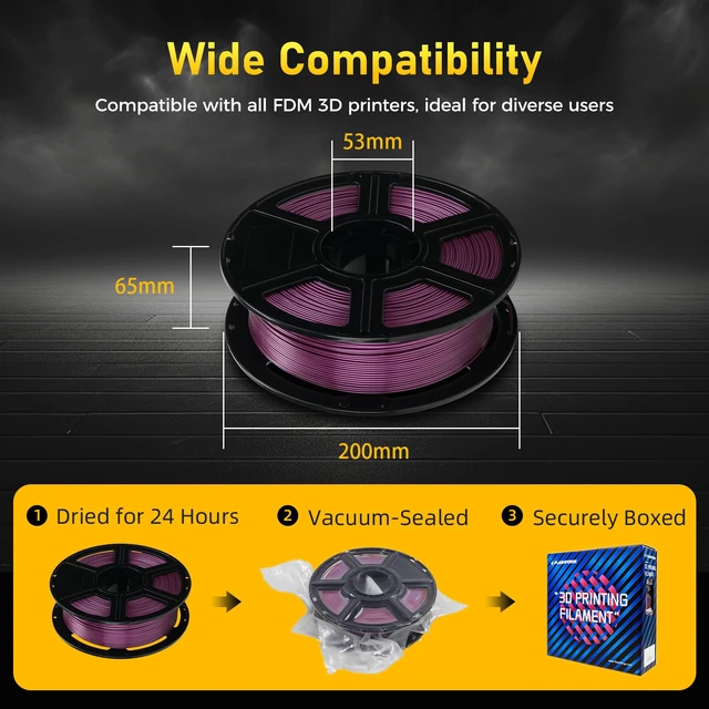 Alt view image 6 of 6 - Rapid PETG Filament 1.75mm Metallic Purple, Max 600mm/s High Speed Printing, 3D Printer Filament 1kg Spool, Dimensional Accuracy +/- 0.02mm, Fits Most 3D Printers