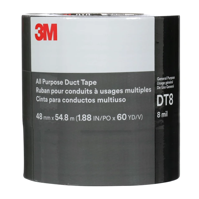 Alt view image 5 of 6 - All Purpose Duct Tape DT8, Silver, 1.88 in x 60 yd, 8 mil, 3 Roll/Pack Industrial Strength, Tear by Hand, Perfect for HVAC, Bundling, Moisture Proofing, and Reinforcing
