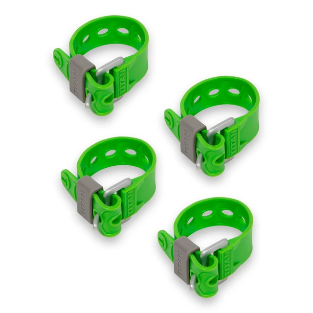 Main image of Titan Utility Straps Easy-to-Use, Reliable Tension Straps for Securing Bike & Moto Gear, Skis, Garden Hoses, Field Repairs Use in Frigid Temps 60 lb.Working Load, 9" Length, Lime Green, 4-Pack
