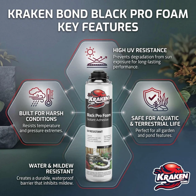 Alt view image 2 of 6 - Black Spray Waterfall Foam Sealant 2x24 oz & Aquarium Silicone Sealant 2x10.1 fl. oz Bundle for Vivarium, Terrarium, Fountain & Aquascape Background, Foam Gun and Cleaner Not Included