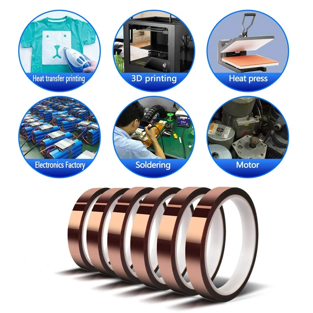 Alt view image 7 of 7 - Heat Tape for Sublimation Transfer, Heat Resistant/Press, Adhesive Transfer Tape, Thermal, No Residue, 6 Rolls 10mm x33m(108ft)