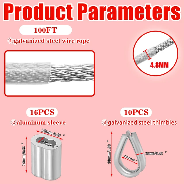 Alt view image 3 of 7 - Vinyl Coated Galvanized Steel Wire Rope 3/16" PVC Covered Steel Cable 50ft/100ft/150ft/200ft, Ideal String Light Hanging Cable