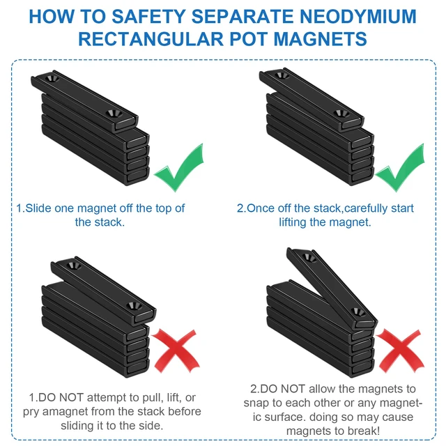 Alt view image 4 of 6 - Neodymium Strong Bar Magnets with Screws Holes 28Pack, 80lbs Rare Earth Magnet Heavy Duty Magnetic Pulling Force Cabinet Door Catch for Hanging Latch Mounting Tool Room HomeBlack