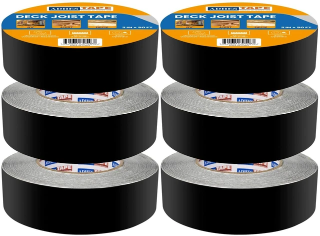 Main image of Deck Joist Tape, 1-5/8" x 50', Weather Resistance & Waterproof 6 Rolls Butyl Joist Tape for Decking, Deck Flashing Tape, Ideal for Wood Decks Beams Roof, Outdoor Construction Use