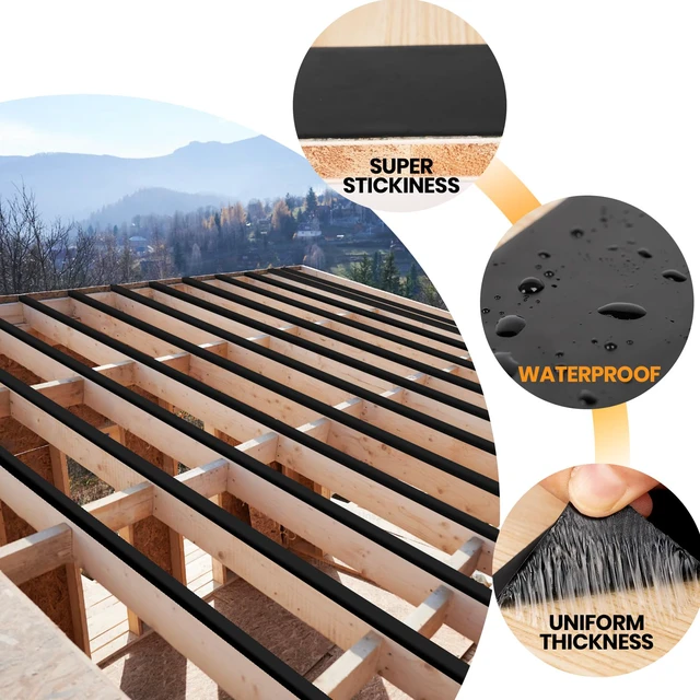 Alt view image 4 of 6 - Deck Joist Tape, 1-5/8" x 50', Weather Resistance & Waterproof 6 Rolls Butyl Joist Tape for Decking, Deck Flashing Tape, Ideal for Wood Decks Beams Roof, Outdoor Construction Use