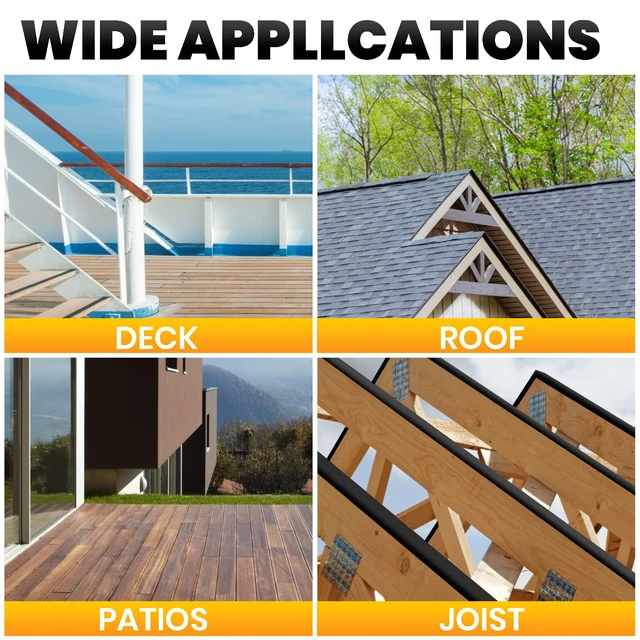 Alt view image 6 of 6 - Deck Joist Tape, 1-5/8" x 50', Weather Resistance & Waterproof 6 Rolls Butyl Joist Tape for Decking, Deck Flashing Tape, Ideal for Wood Decks Beams Roof, Outdoor Construction Use
