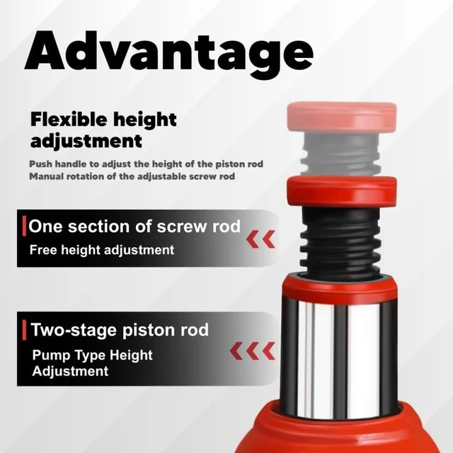 Alt view image 3 of 7 - Hydraulic Bottle Jack with Carrying Case, 12 Ton (26,455 lb) Capacity 7.9-16.2 inch Lifting Range, Muti-Directional Welded Bottle Car Jack for Car, Truck, RV, Pickup Truck, Auto Repair