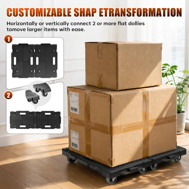 Alt view image 3 of 7 - Furniture Dolly,2 Pack,16.9x11.7in,4-Wheel Flat Moving Dolly