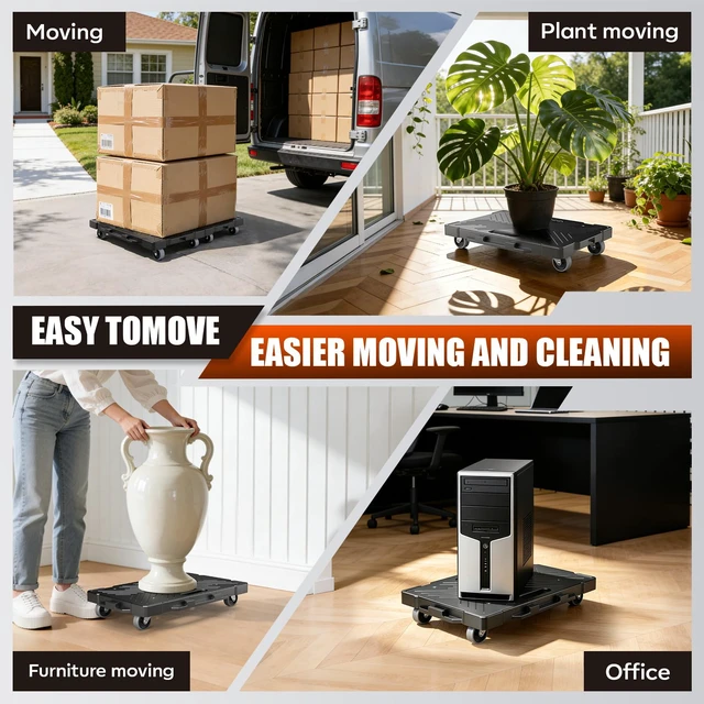 Alt view image 5 of 7 - Furniture Dolly,2 Pack,16.9x11.7in,4-Wheel Flat Moving Dolly
