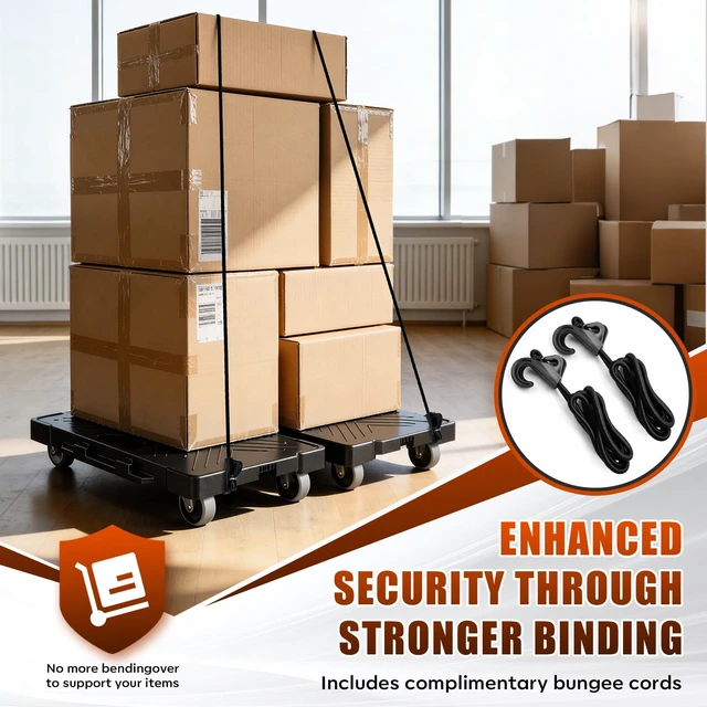 Alt view image 6 of 7 - Furniture Dolly,2 Pack,16.9x11.7in,4-Wheel Flat Moving Dolly
